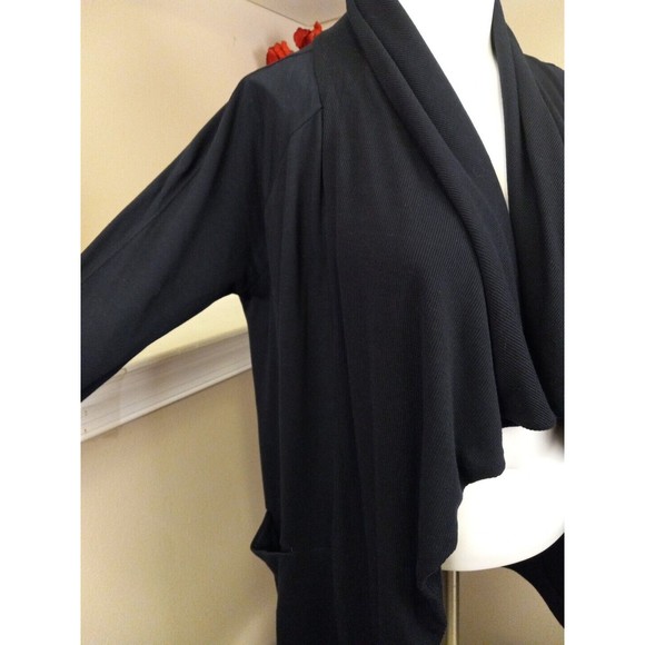90 Degree By Reflex Navy‎ Blue Waterfall Open Cardigan Sweater Size Large - Picture 2 of 9